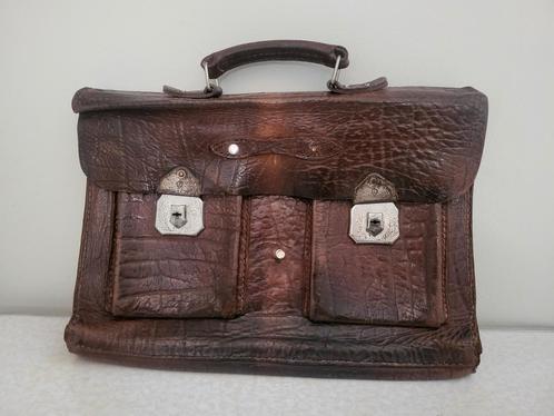Vintage Lederen Aktetas / Schooltas, Antiek en Kunst, Antiek | Kantoor en Zakelijk, Ophalen of Verzenden
