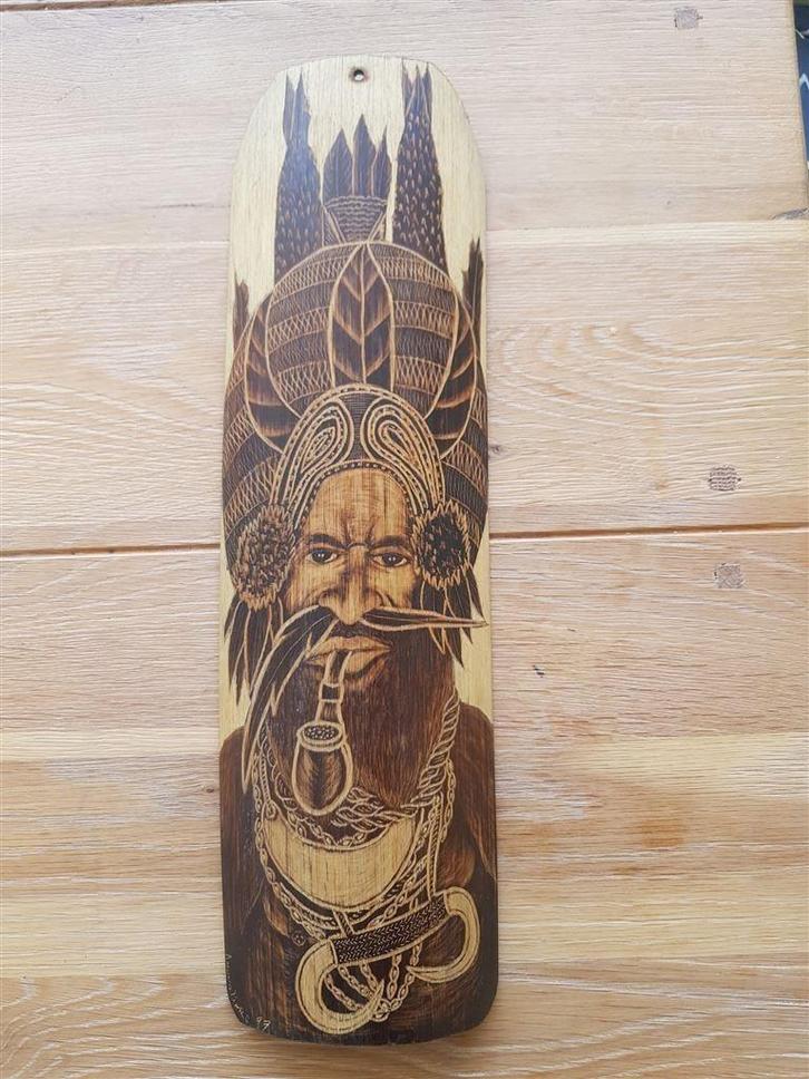 Beschilderd bamboe, gesigneerd, Antiek en Kunst, Kunst | Niet-Westerse kunst, Ophalen of Verzenden