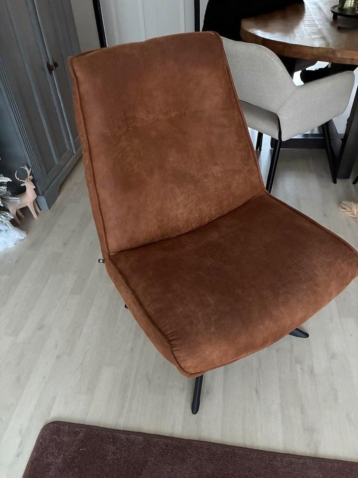 Wood Draai Fauteuil - Zo Goed Als Nieuw!, Huis en Inrichting, Stoelen, Zo goed als nieuw, Eén, Stof, Bruin, Ophalen