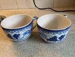 2 Blond Delfts blauw soepkommen met oor, Ophalen of Verzenden