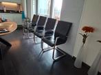 Eetkamerstoelen 4 stuks  HenH  zwart leder, Huis en Inrichting, Stoelen, Ophalen of Verzenden, Zwart, Vijf, Zes of meer stoelen