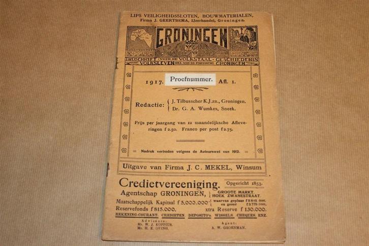 Groningen Tijdschrift Geschiedenis e.d. Proefnummer 1917 !!, Boeken, Geschiedenis | Stad en Regio, Zo goed als nieuw, Ophalen of Verzenden