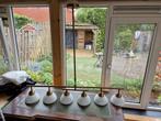 Hanglamp met 6 mat witte kapjes, Ophalen, Gebruikt, Glas, 75 cm of meer