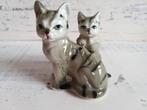 Vintage cyperse kat poes met kitten beeldje, Ophalen of Verzenden, Gebruikt, Dier