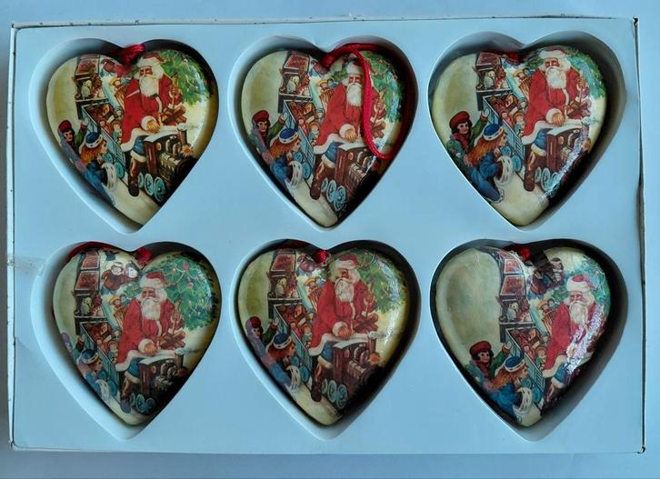 Kerst boomversiering onbreekbare grote hartjes papier mache, Diversen, Kerst, Zo goed als nieuw, Ophalen of Verzenden