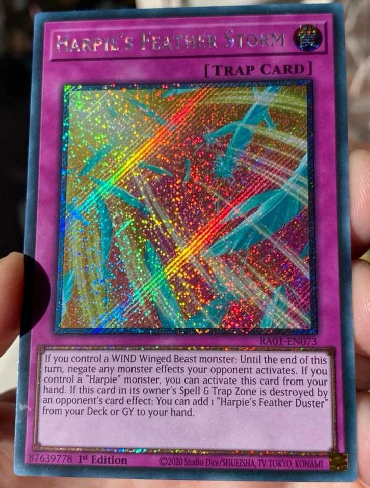 Yu-Gi-Oh! Harpie’s Feather Storm RA01 1st Edition !, Hobby en Vrije tijd, Verzamelkaartspellen | Yu-gi-Oh!, Zo goed als nieuw