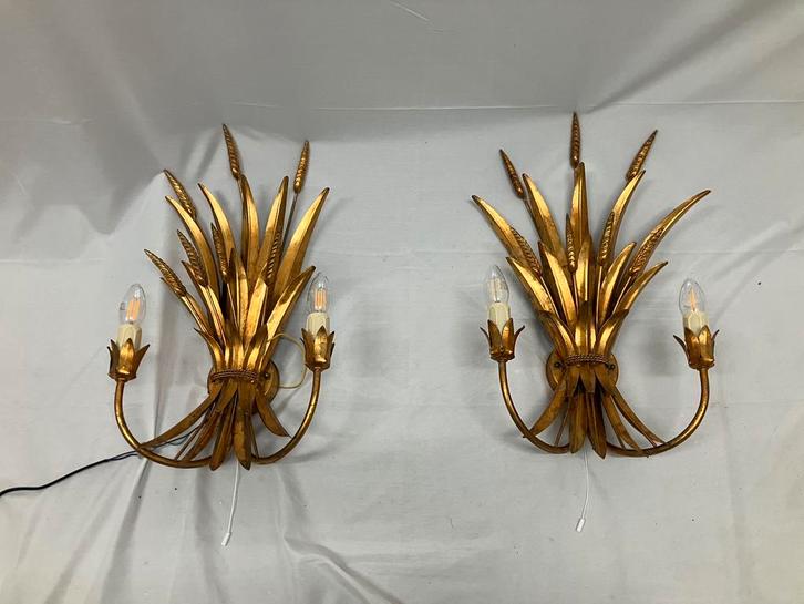 Vintage Hans Kögl Wheat Sheaf korenaar wandlampen MCM, Huis en Inrichting, Lampen | Wandlampen, Gebruikt, Metaal, Ophalen of Verzenden