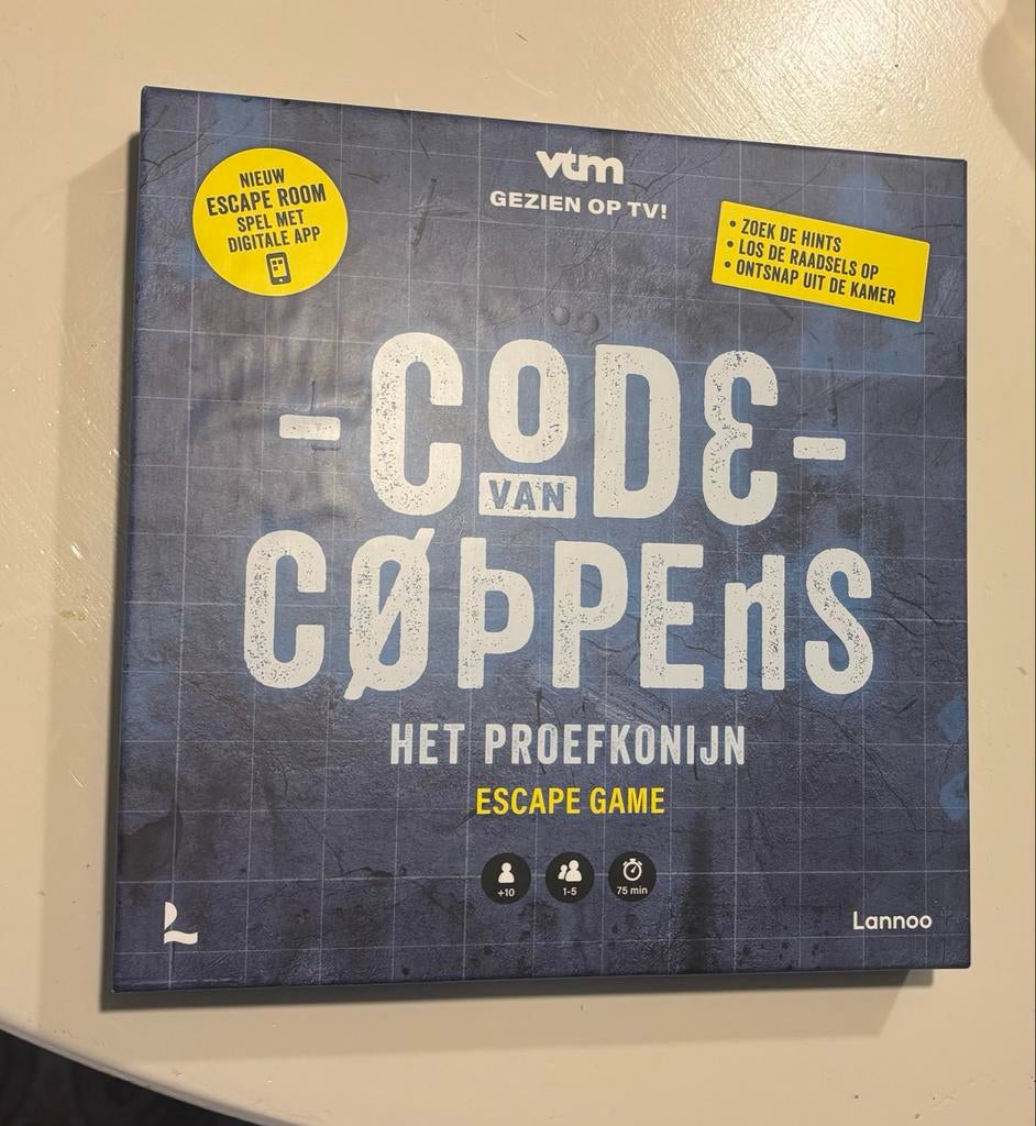 Code van Coppens: Het Proefkonijn Escape Game, Hobby en Vrije tijd, Gezelschapsspellen | Bordspellen, Een of twee spelers, Ophalen of Verzenden