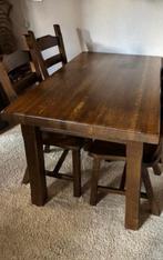 zware massieve donker eiken eettafel, Ophalen, Gebruikt, 100 tot 150 cm, Eikenhout