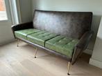 Prachtige gave skai leren bank + fauteuil (bruin + groen), Huis en Inrichting, Banken | Bankstellen, Ophalen, Zo goed als nieuw