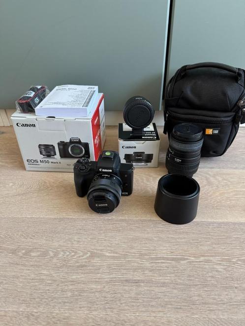 Canon EOS M50 MKII met veel extra's, Audio, Tv en Foto, Fotocamera's Digitaal, Zo goed als nieuw, Spiegelreflex, Canon, 8 keer of meer