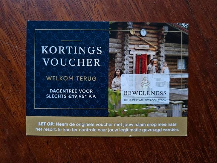 Kortingsvoucher Bewellness sauna, Tickets en Kaartjes, Kortingen en Cadeaubonnen, Twee personen, Spa of Sauna, Kortingsbon