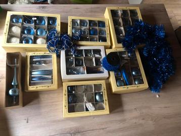 Blauwe mondgeblazen kerstballen & decoraties, complete set beschikbaar voor biedingen