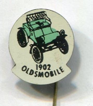 1902 Oldsmobile groen op blik auto speldje ( C_070a ) beschikbaar voor biedingen