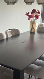 Eettafel 200x100 cm met zwarte stalen onderstel, Ophalen, Gebruikt, Eikenhout, 50 tot 100 cm