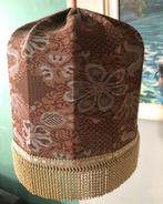 Vintage lampenkap met bloemen en franjes, hanglamp retro, 25 tot 50 cm, Rond, Ophalen of Verzenden, Zo goed als nieuw