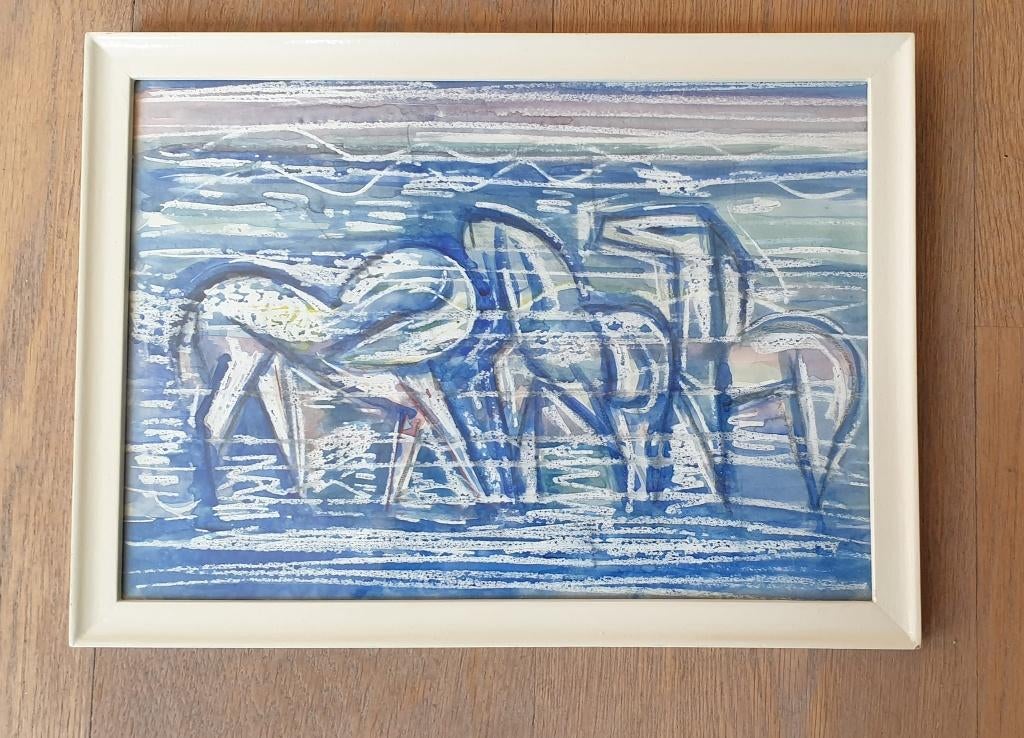 E. de kat, verf, Antiek en Kunst, Kunst | Schilderijen | Abstract, Ophalen