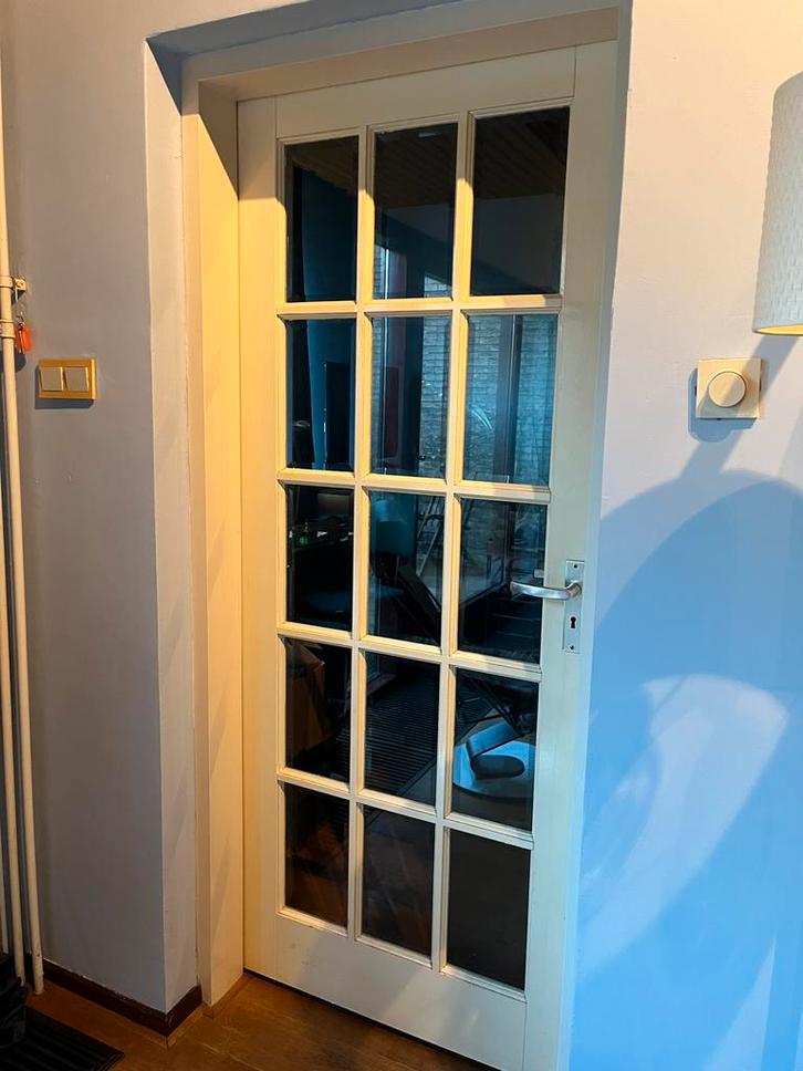 2 stuks Opdekdeur facetgeslepen ruitjes, Doe-het-zelf en Verbouw, Deuren en Horren, Gebruikt, Binnendeur, 200 tot 215 cm, 80 tot 100 cm