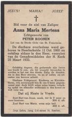 Anna Maria Mertens 1860 Heerlerheide + 1932 aldaar, 71 jr, Verzenden, Bidprentje
