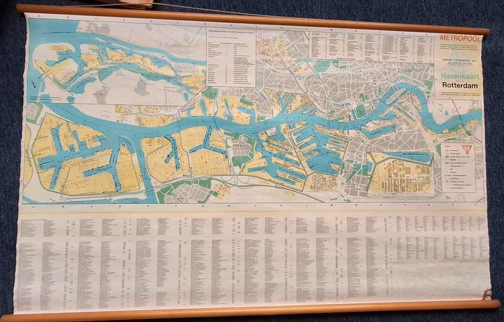Havenkaart Rotterdam, Boeken, Atlassen en Landkaarten, Gelezen, Landkaart, Nederland, 1800 tot 2000, Ophalen