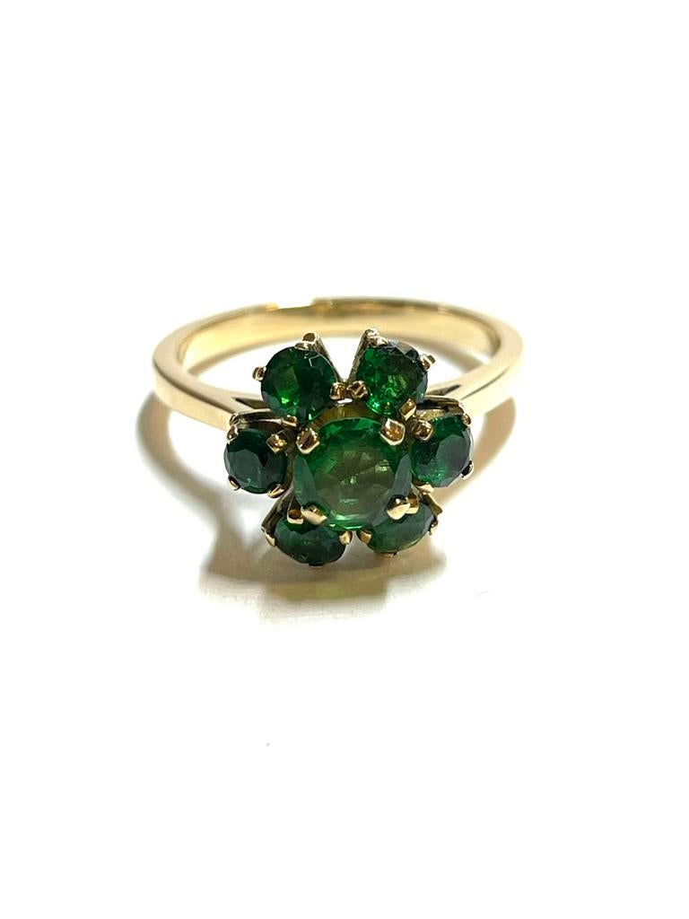 18k gouden ring met groene stenen, Sieraden, Tassen en Uiterlijk, Ringen, -, -, Ophalen of Verzenden, Dame