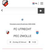 Tickets FC Utrecht- Pec Zwolle, Losse kaart, Twee personen, Februari