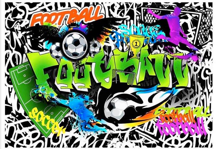 Artgeist Voetbal Graffiti Behang - Nieuw!, Huis en Inrichting, Woonaccessoires | Wanddecoraties, Nieuw, Ophalen