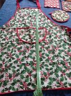 Katoen Kerst schort met 2 pannenlappen, Huis en Inrichting, Keuken | Textiel, Ophalen of Verzenden