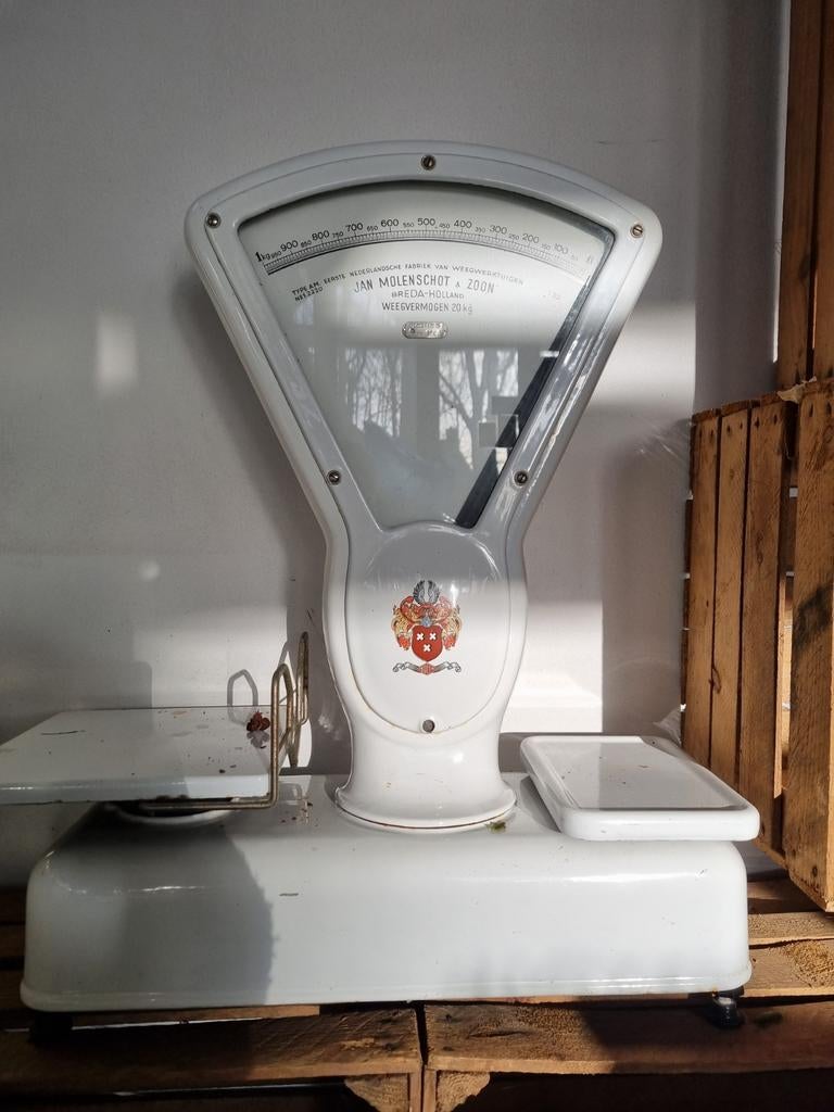 Mooie oude weegschaal, Witgoed en Apparatuur, Weegschalen, Ophalen, Keukenweegschaal, Minder dan 10 kg