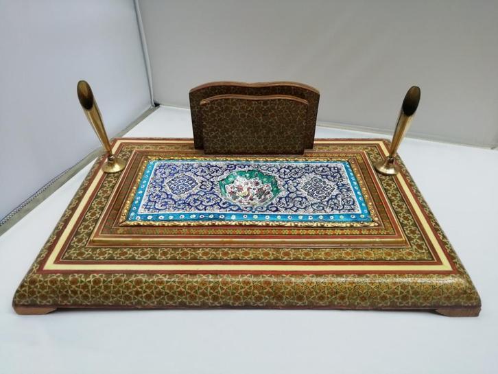 Prachtige, handgemaakte, Khatam pennenhouder uit Perzië, Antiek en Kunst, Antiek | Kantoor en Zakelijk, Ophalen of Verzenden