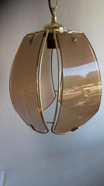 Franse Retro Vintage hanglamp rookglas goudkleurig frame, Ophalen of Verzenden, Zo goed als nieuw, Minder dan 50 cm