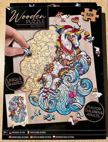 Houten Puzzel Eenhoorn - 129 Stukjes - Sint tip beschikbaar voor biedingen