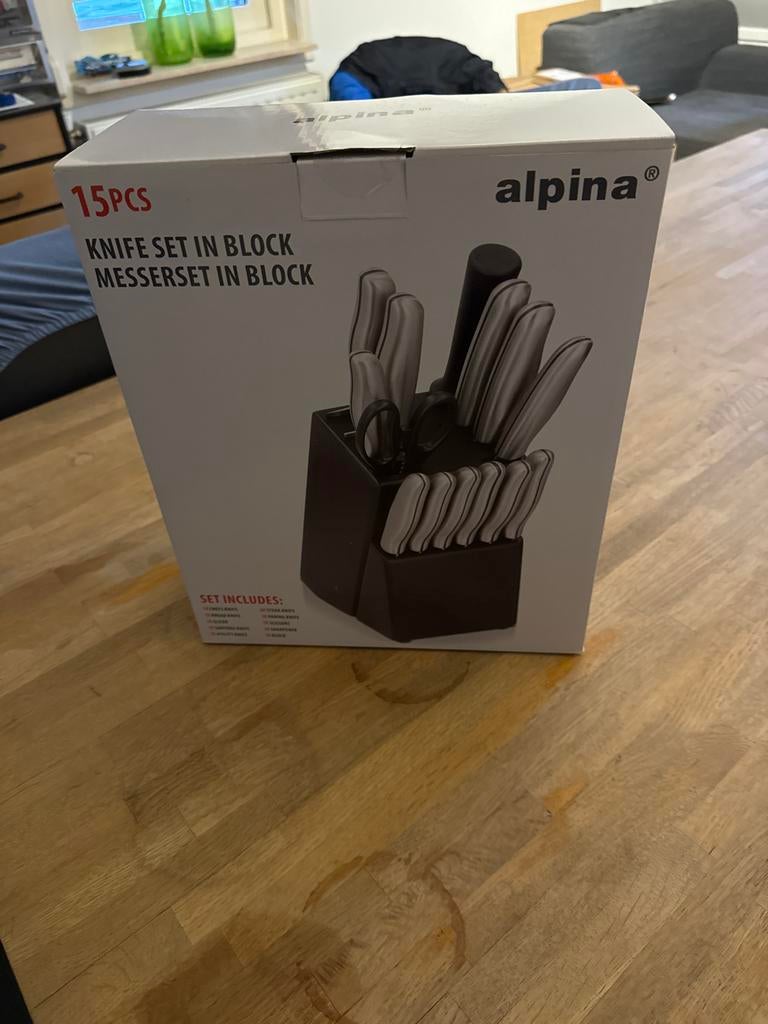 Messenblok Alpina - Nieuw in doos, Nieuw, Ophalen of Verzenden, Rvs of Chroom, Vaatwasserbestendig