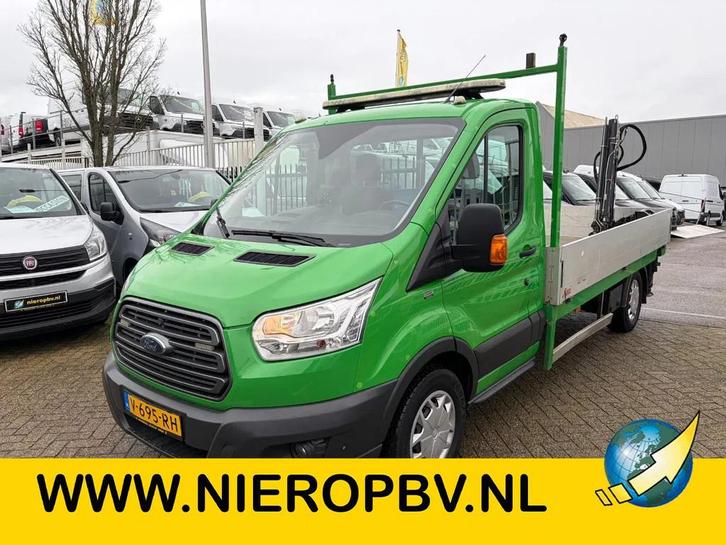 Ford Transit 350 2.0TDCI Openlaadbak HIAB T-CLX013 Kraan Air, Auto's, Bestelauto's, Bedrijf, Te koop, Ford, Diesel, Euro 6, Handgeschakeld