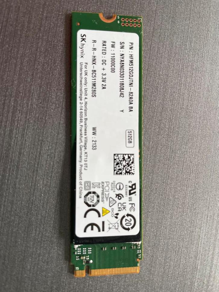 Sk hynix 512GB SSD nvme 512GB Harde Schijf, Computers en Software, Harde schijven, Gebruikt, Laptop, Intern, SSD, SATA, Ophalen of Verzenden