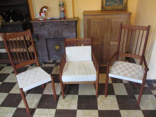 Beukenhouten Spijlenfauteuils stoelen vintage jaren 80, Huis en Inrichting, Stoelen, Zo goed als nieuw, Twee, Ophalen