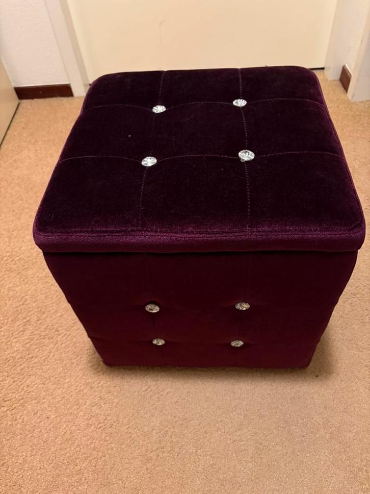 Opberg poef, Huis en Inrichting, Banken | Voetenbanken en Poefen, Zo goed als nieuw, Minder dan 50 cm, Minder dan 50 cm, Vierkant