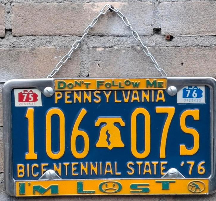 Nummerplaat. Pennsylvania. Gekaderd. 31/17 cm., Verzamelen, Overige Verzamelen, Zo goed als nieuw, Ophalen