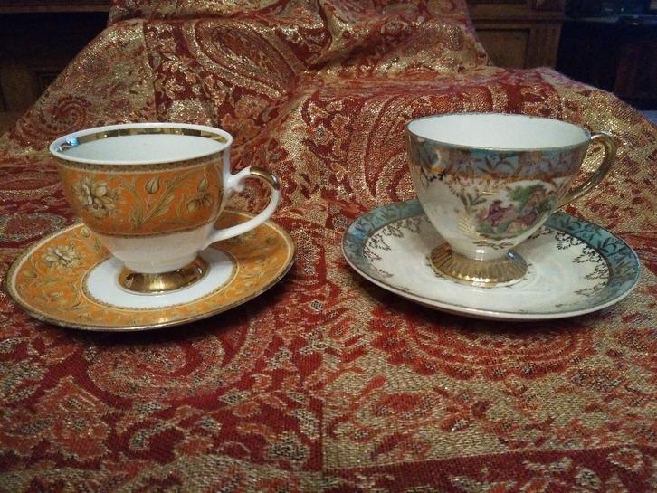 2 THEEKOP+SCHOTEL. porselein uit Duitsland, jaren '20-'30, Antiek en Kunst, Antiek | Servies los, Ophalen of Verzenden