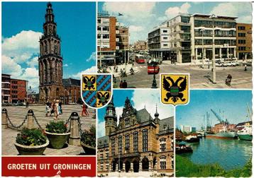 Ansichtkaart Groningen, Martinitoren, haven, stadhuis beschikbaar voor biedingen