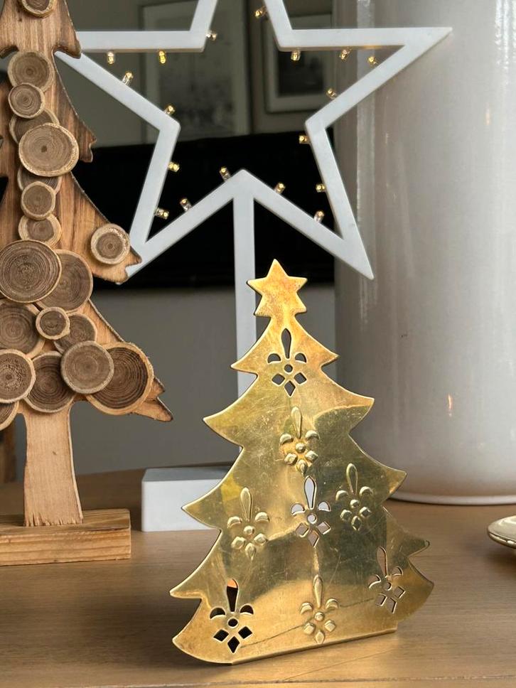 Vintage messing kerstboom kandelaar, Diversen, Kerst, Gebruikt, Ophalen of Verzenden