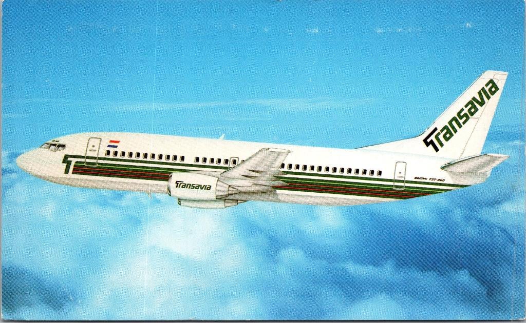 Boeing 737 -300 - Transavia Schiphol Amsterdam (2x), Verzamelen, Ansichtkaarten | Themakaarten, Verzenden, 1960 tot 1980, Ongelopen
