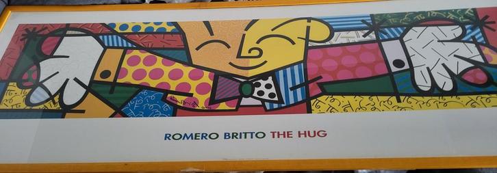 Romero Britto 'The Hug' Ingelijste Print, Antiek en Kunst, Kunst | Tekeningen en Foto's, Ophalen of Verzenden