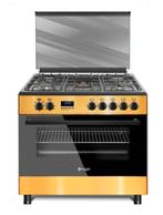 WIGGO 5 pits gasfornuis, 90 cm,  limeted edition goud/zwart, Ophalen, 60 cm of meer, Zo goed als nieuw, Gas