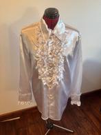 Carnavals blouse Wit satijnen overhemd met ruches Mt m/l, Kleding | Heren, Ophalen of Verzenden, Zo goed als nieuw