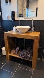 2x Houten Badkamermeubel met Waskom + Kraan, Huis en Inrichting, Zo goed als nieuw, Minder dan 100 cm, 25 tot 50 cm, 50 tot 100 cm
