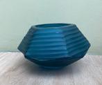 Kubistische vaas glas, Huis en Inrichting, Woonaccessoires | Vazen, Blauw, Ophalen of Verzenden, Minder dan 50 cm, Glas