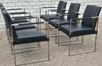 Bert plantagie design eetkamerstoelen zwart leer Clark rvs, Arco rolf benz stijl, Zwart, Ophalen of Verzenden, Zo goed als nieuw