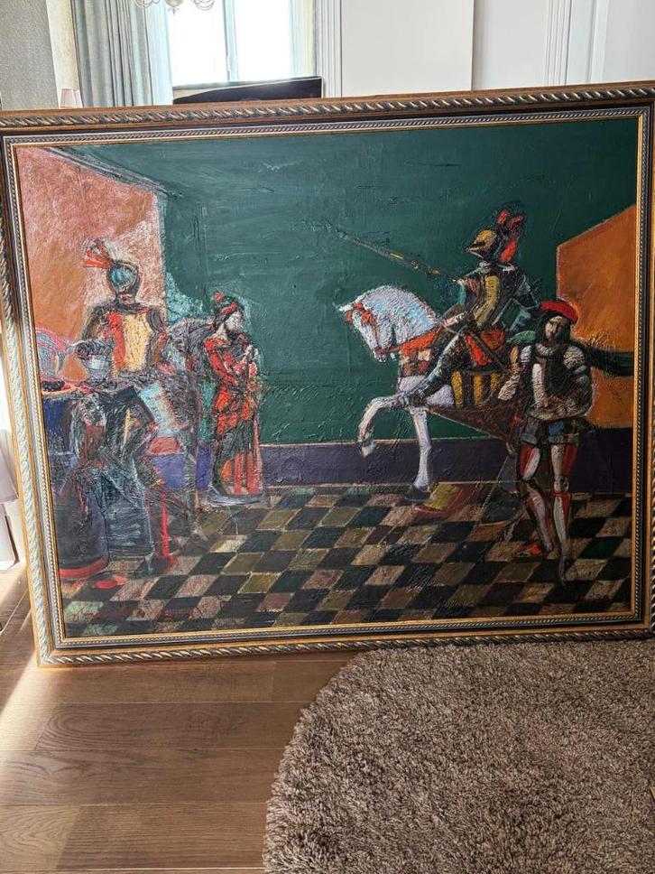 Schilderij "Ridder", 1992, Antiek en Kunst, Kunst | Schilderijen | Klassiek, Verzenden