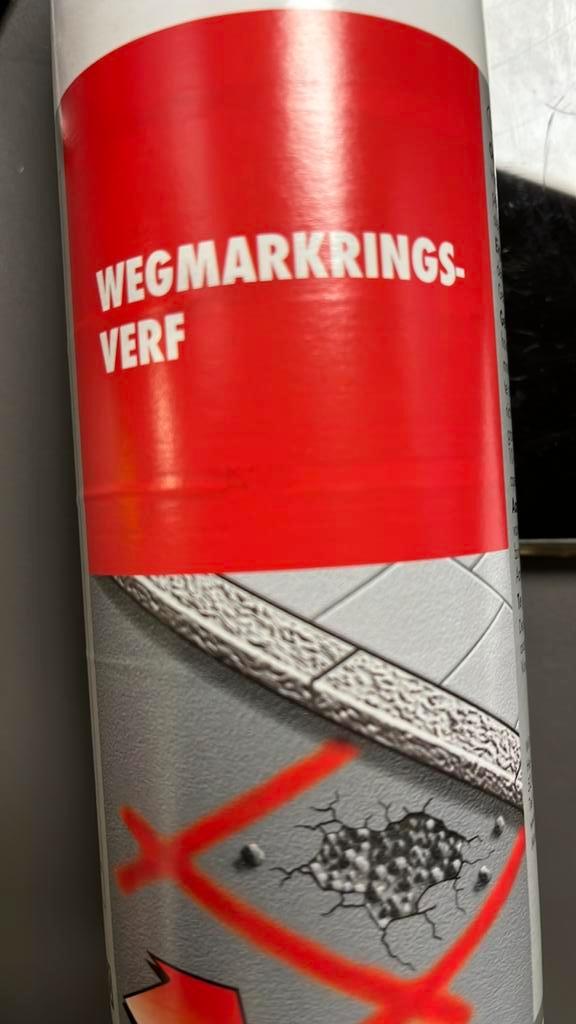Wegmarkeringsverf 500 ml spray., Doe-het-zelf en Verbouw, Verf, Beits en Lak, Nieuw, Verf, Minder dan 5 liter, Wit, Ophalen of Verzenden